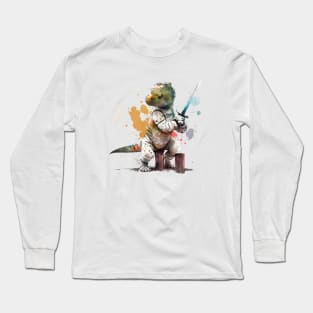 Dinosaur fencing athlete Long Sleeve T-Shirt